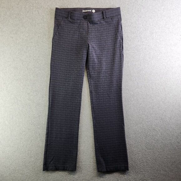Betabrand Dress Pants Womens Medium Petite Gray Geometric Print Straight Leg - Picture 1 of 14